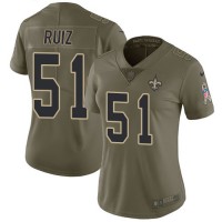 Nike New Orleans Saints #51 Cesar Ruiz Olive Women's Stitched NFL Limited 2017 Salute To Service Jersey