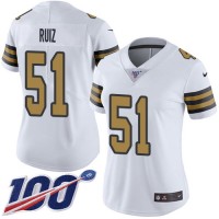 Nike New Orleans Saints #51 Cesar Ruiz White Women's Stitched NFL Limited Rush 100th Season Jersey