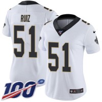 Nike New Orleans Saints #51 Cesar Ruiz White Women's Stitched NFL 100th Season Vapor Untouchable Limited Jersey