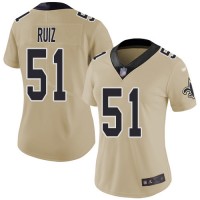 Nike New Orleans Saints #51 Cesar Ruiz Gold Women's Stitched NFL Limited Inverted Legend Jersey