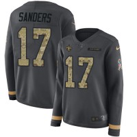 Nike New Orleans Saints #17 Emmanuel Sanders Anthracite Salute to Service Women's Stitched NFL Limited Therma Long Sleeve Jersey