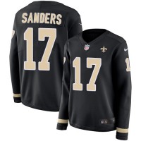 Nike New Orleans Saints #17 Emmanuel Sanders Black Team Color Women's Stitched NFL Limited Therma Long Sleeve Jersey