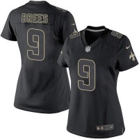 Nike New Orleans Saints #9 Drew Brees Black Impact Women's Stitched NFL Limited Jersey