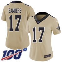 Nike New Orleans Saints #17 Emmanuel Sanders Gold Women's Stitched NFL Limited Inverted Legend 100th Season Jersey