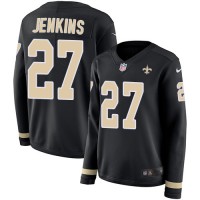 Nike New Orleans Saints #27 Malcolm Jenkins Black Team Color Women's Stitched NFL Limited Therma Long Sleeve Jersey