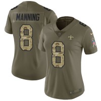 Nike New Orleans Saints #8 Archie Manning Olive/Camo Women's Stitched NFL Limited 2017 Salute to Service Jersey