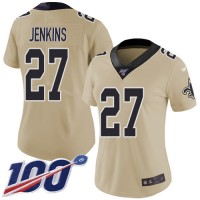 Nike New Orleans Saints #27 Malcolm Jenkins Gold Women's Stitched NFL Limited Inverted Legend 100th Season Jersey