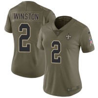 Nike New Orleans Saints #2 Jameis Winston Olive Women's Stitched NFL Limited 2017 Salute To Service Jersey