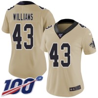 Nike New Orleans Saints #43 Marcus Williams Gold Women's Stitched NFL Limited Inverted Legend 100th Season Jersey