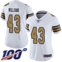 Nike New Orleans Saints #43 Marcus Williams White Women's Stitched NFL Limited Rush 100th Season Jersey