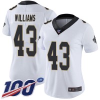 Nike New Orleans Saints #43 Marcus Williams White Women's Stitched NFL 100th Season Vapor Limited Jersey