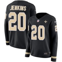 Nike New Orleans Saints #20 Janoris Jenkins Black Team Color Women's Stitched NFL Limited Therma Long Sleeve Jersey
