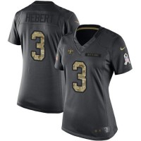 Nike New Orleans Saints #3 Bobby Hebert Black Women's Stitched NFL Limited 2016 Salute to Service Jersey