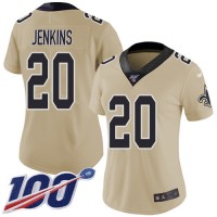 Nike New Orleans Saints #20 Janoris Jenkins Gold Women's Stitched NFL Limited Inverted Legend 100th Season Jersey