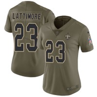 Nike New Orleans Saints #23 Marshon Lattimore Olive Women's Stitched NFL Limited 2017 Salute to Service Jersey