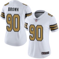 Nike New Orleans Saints #90 Malcom Brown White Women's Stitched NFL Limited Rush Jersey