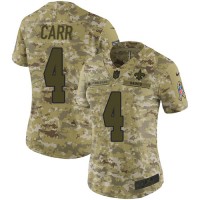 Nike New Orleans Saints #4 Derek Carr Camo Women's Stitched NFL Limited 2018 Salute To Service Jersey