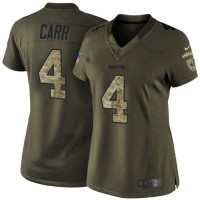 Nike New Orleans Saints #4 Derek Carr Green Women's Stitched NFL Limited 2015 Salute To Service Jersey