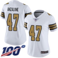 Nike New Orleans Saints #47 Alex Anzalone White Women's Stitched NFL Limited Rush 100th Season Jersey