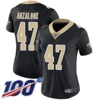 Nike New Orleans Saints #47 Alex Anzalone Black Team Color Women's Stitched NFL 100th Season Vapor Limited Jersey