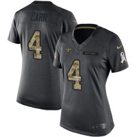 Nike New Orleans Saints #4 Derek Carr Black Women's Stitched NFL Limited 2016 Salute To Service Jersey