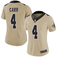Nike New Orleans Saints #4 Derek Carr Gold Women's Stitched NFL Limited Inverted Legend Jersey
