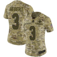 Nike New Orleans Saints #3 Bobby Hebert Camo Women's Stitched NFL Limited 2018 Salute to Service Jersey