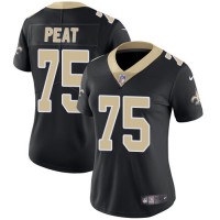 Nike New Orleans Saints #75 Andrus Peat Black Team Color Women's Stitched NFL Vapor Untouchable Limited Jersey