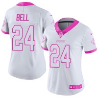Nike New Orleans Saints #24 Vonn Bell White/Pink Women's Stitched NFL Limited Rush Fashion Jersey