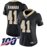 Nike New Orleans Saints #41 Alvin Kamara Black Team Color Women's Stitched NFL 100th Season Vapor Limited Jersey