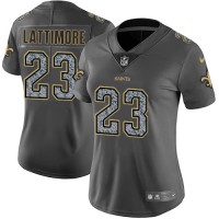 Nike New Orleans Saints #23 Marshon Lattimore Gray Static Women's Stitched NFL Vapor Untouchable Limited Jersey