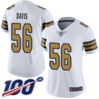 Nike New Orleans Saints #56 DeMario Davis White Women's Stitched NFL Limited Rush 100th Season Jersey