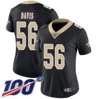 Nike New Orleans Saints #56 DeMario Davis Black Team Color Women's Stitched NFL 100th Season Vapor Limited Jersey