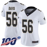 Nike New Orleans Saints #56 DeMario Davis White Women's Stitched NFL 100th Season Vapor Limited Jersey