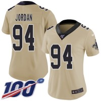 Nike New Orleans Saints #94 Cameron Jordan Gold Women's Stitched NFL Limited Inverted Legend 100th Season Jersey