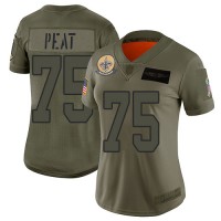 Nike New Orleans Saints #75 Andrus Peat Camo Women's Stitched NFL Limited 2019 Salute to Service Jersey