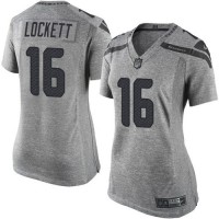Nike Seattle Seahawks #16 Tyler Lockett Gray Women's Stitched NFL Limited Gridiron Gray Jersey