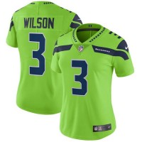 Nike Seattle Seahawks #3 Russell Wilson Green Women's Stitched NFL Limited Rush Jersey