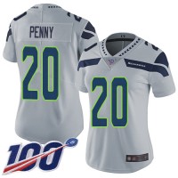 Nike Seattle Seahawks #20 Rashaad Penny Grey Alternate Women's Stitched NFL 100th Season Vapor Limited Jersey