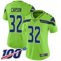 Nike Seattle Seahawks #32 Chris Carson Green Women's Stitched NFL Limited Rush 100th Season Jersey