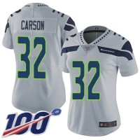 Nike Seattle Seahawks #32 Chris Carson Grey Alternate Women's Stitched NFL 100th Season Vapor Limited Jersey