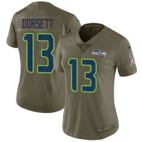 Nike Seattle Seahawks #13 Phillip Dorsett Olive Women's Stitched NFL Limited 2017 Salute To Service Jersey