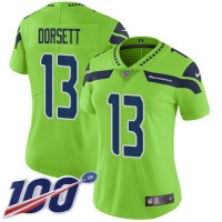 Nike Seattle Seahawks #13 Phillip Dorsett Green Women's Stitched NFL Limited Rush 100th Season Jersey