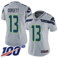 Nike Seattle Seahawks #13 Phillip Dorsett Grey Alternate Women's Stitched NFL 100th Season Vapor Untouchable Limited Jersey