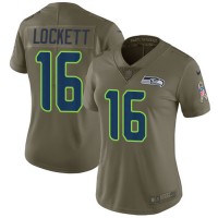 Nike Seattle Seahawks #16 Tyler Lockett Olive Women's Stitched NFL Limited 2017 Salute to Service Jersey