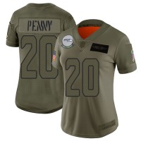 Nike Seattle Seahawks #20 Rashaad Penny Camo Women's Stitched NFL Limited 2019 Salute to Service Jersey