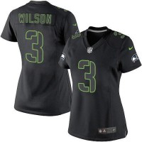 Nike Seattle Seahawks #3 Russell Wilson Black Impact Women's Stitched NFL Limited Jersey