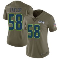 Nike Seattle Seahawks #58 Darrell Taylor Olive Women's Stitched NFL Limited 2017 Salute To Service Jersey