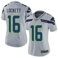 Nike Seattle Seahawks #16 Tyler Lockett Grey Alternate Women's Stitched NFL Vapor Untouchable Limited Jersey