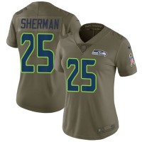 Nike Seattle Seahawks #25 Richard Sherman Olive Women's Stitched NFL Limited 2017 Salute to Service Jersey